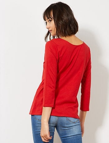 Mujer talla 34 a 48 - Camiseta básica con escote barco - Kiabi