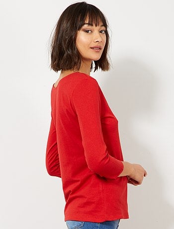 Mujer talla 34 a 48 - Camiseta básica con escote barco - Kiabi