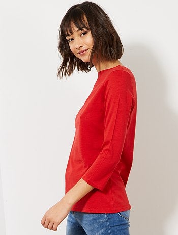 Mujer talla 34 a 48 - Camiseta básica con escote barco - Kiabi