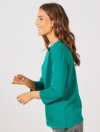 Mujer talla 34 a 48 - Camiseta básica con escote barco - Kiabi