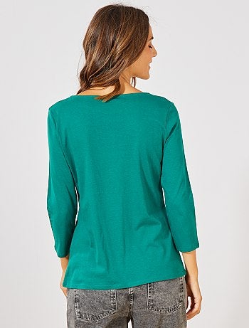 Mujer talla 34 a 48 - Camiseta básica con escote barco - Kiabi