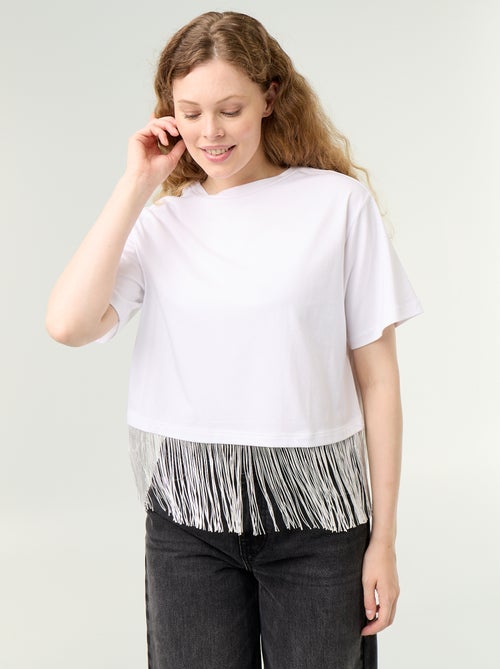 Camiseta básica con flecos - Kiabi Camiseta básica con flecos - Kiabi