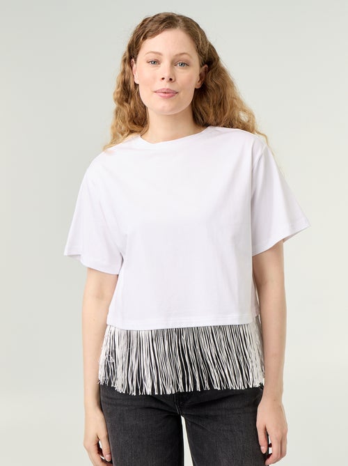 Camiseta básica con flecos - Kiabi Camiseta básica con flecos - Kiabi