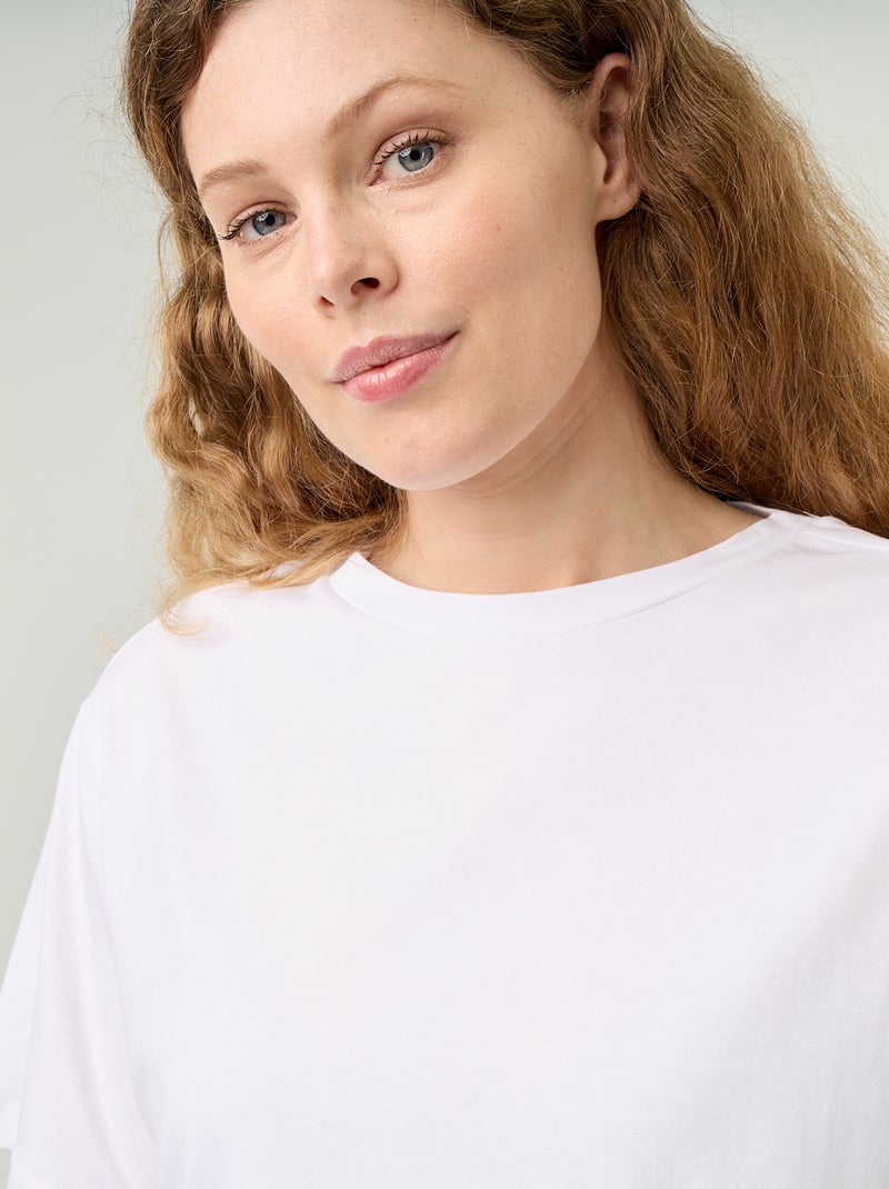 Camiseta básica con flecos Blanco - Kiabi