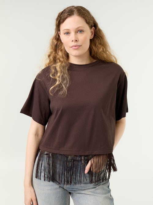 Camiseta básica con flecos - Kiabi Camiseta básica con flecos - Kiabi
