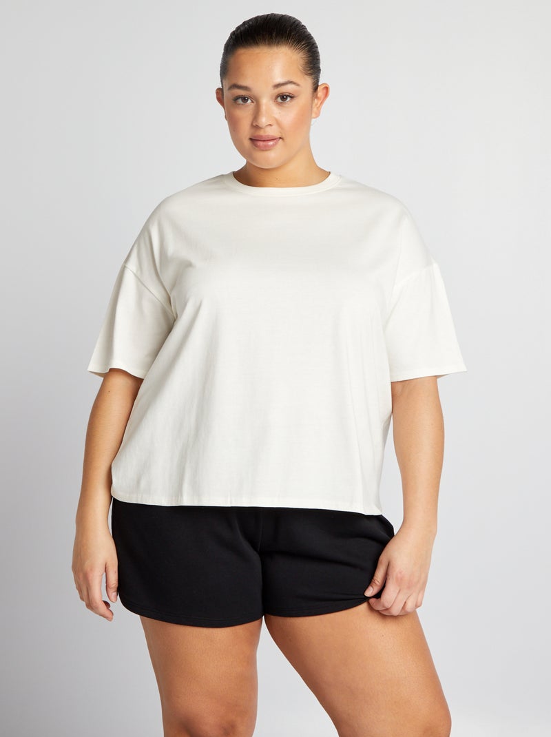 Camiseta básica con manga caída - Tough Cotton¿ BLANCO - Kiabi