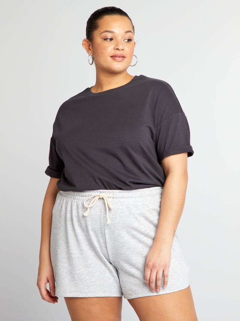 Camiseta básica con manga caída - Tough Cotton¿ NEGRO - Kiabi