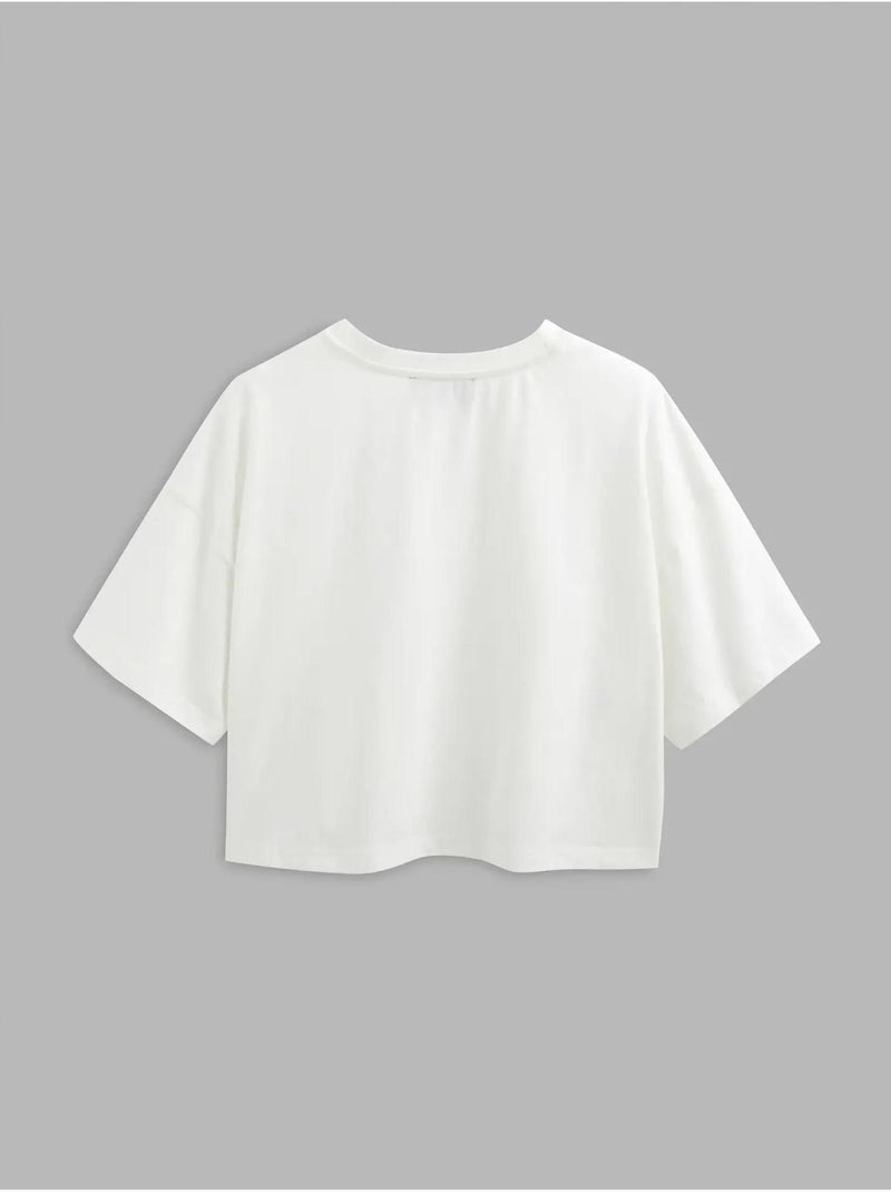 Camiseta básica corta con cuello redondo hiccup Blanco - Kiabi