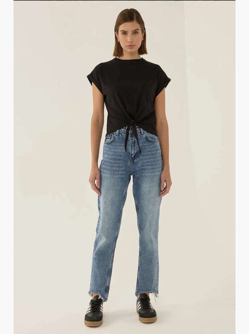 Camiseta básica corta con cuello redondo hiccup Negro - Kiabi