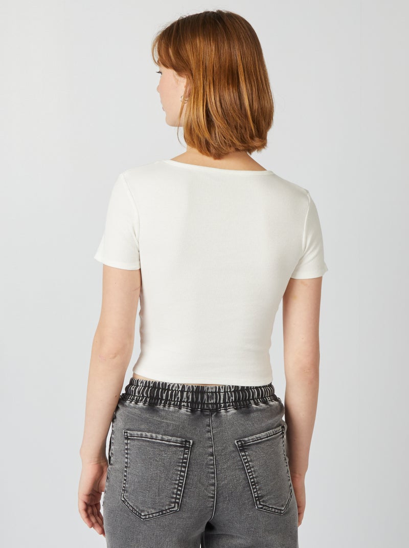 Camiseta básica crop top BLANCO - Kiabi