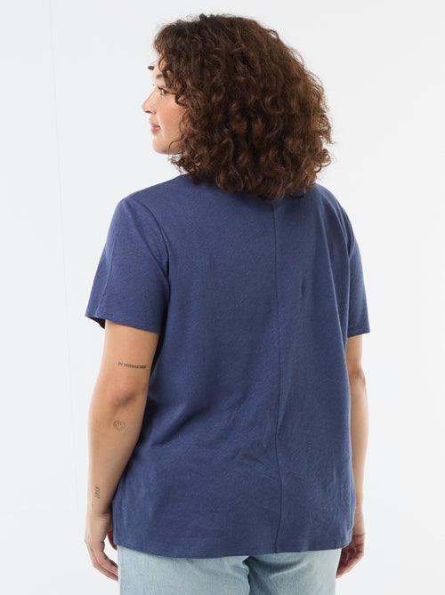 Camiseta básica cuello en pico y manga corta - Kiabi