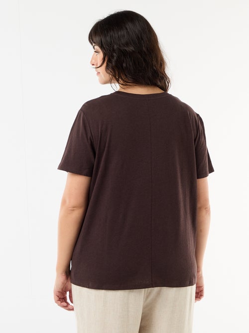 Camiseta básica cuello en pico y manga corta - Kiabi