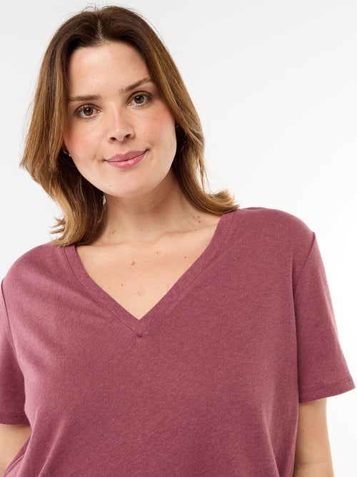 Camiseta básica cuello en pico y manga corta - Kiabi