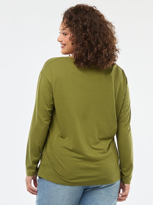 Camiseta básica cuello en V y manga 3/4 - Kiabi