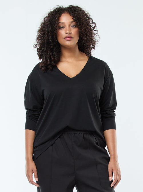 Camiseta básica cuello en V y manga 3/4 - Kiabi