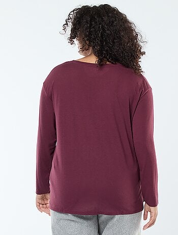 Camiseta básica cuello en V y manga 3/4