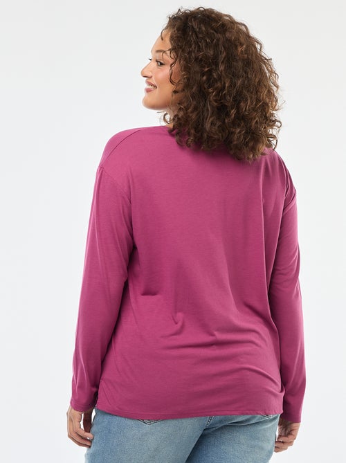 Camiseta básica cuello en V y manga 3/4 - Kiabi