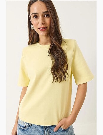 Camiseta básica de algodón acolchada con cuello redondo lucci