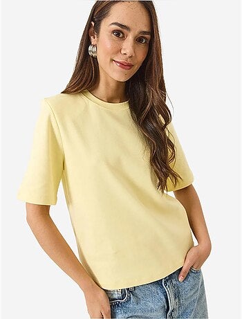 Camiseta básica de algodón acolchada con cuello redondo lucci