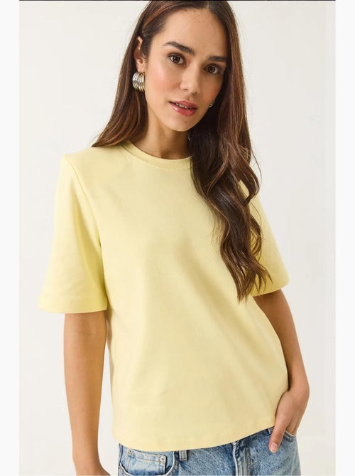 Camiseta básica de algodón acolchada con cuello redondo lucci - Kiabi Camiseta básica de algodón acolchada con cuello redondo lucci - Kiabi