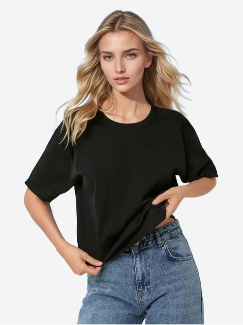 Camiseta básica de algodón con cuello redondo hiccup - Kiabi