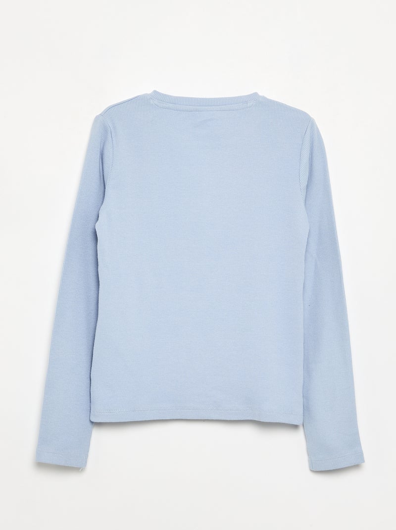 Camiseta básica de canalé Azul - Kiabi