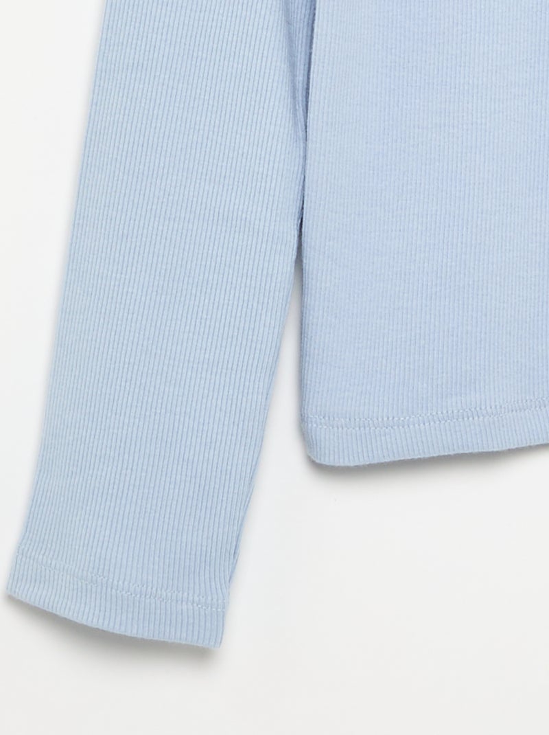 Camiseta básica de canalé Azul - Kiabi