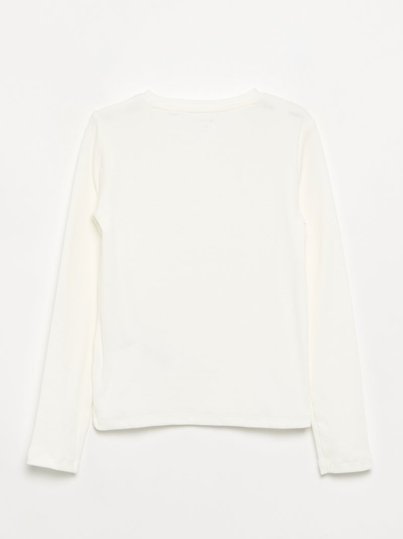 Camiseta básica de canalé Blanco - Kiabi