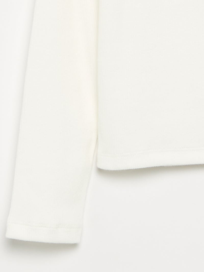 Camiseta básica de canalé Blanco - Kiabi