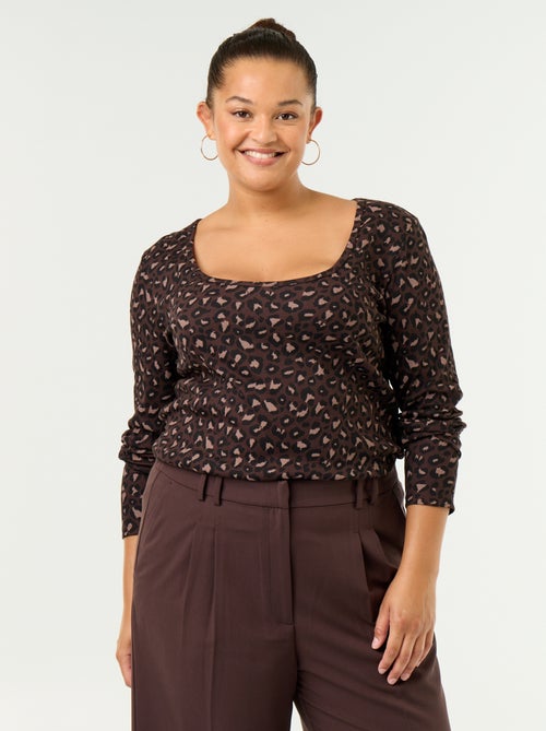 Camiseta básica de canalé - Kiabi Camiseta básica de canalé - Kiabi