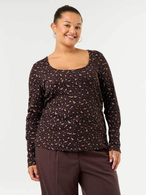 Camiseta básica de canalé - Kiabi Camiseta básica de canalé - Kiabi