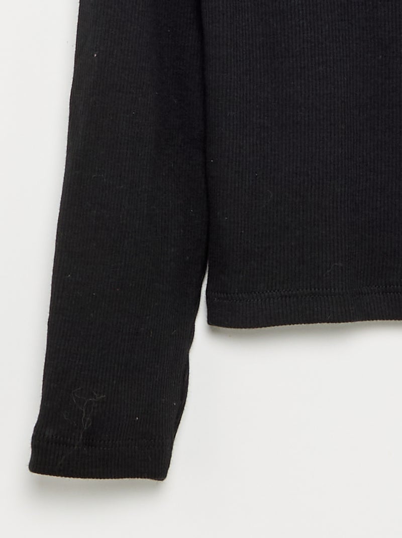 Camiseta básica de canalé Negro - Kiabi