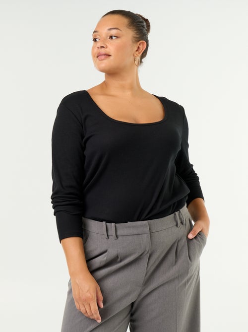 Camiseta básica de canalé - Kiabi Camiseta básica de canalé - Kiabi