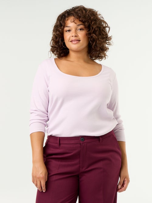 Camiseta básica de canalé - Kiabi