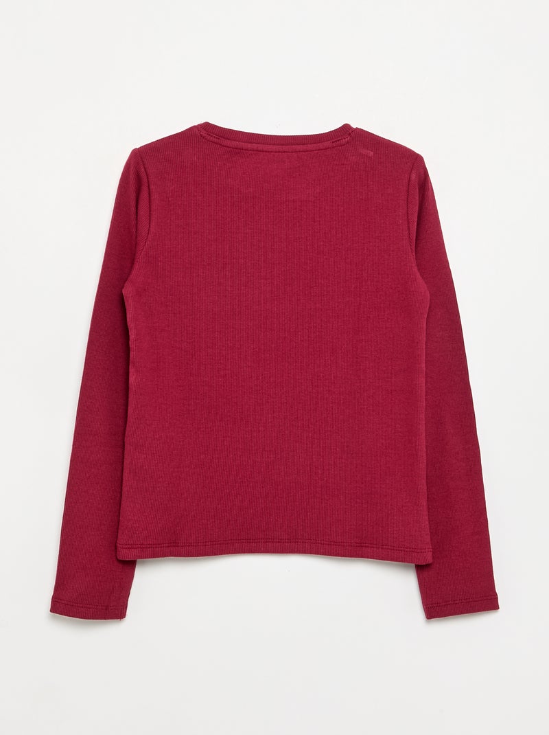 Camiseta básica de canalé Rojo - Kiabi