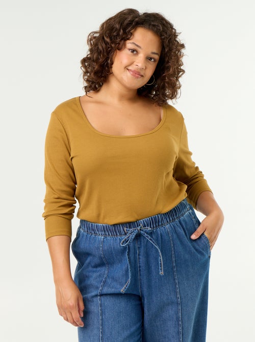Camiseta básica de canalé - Kiabi