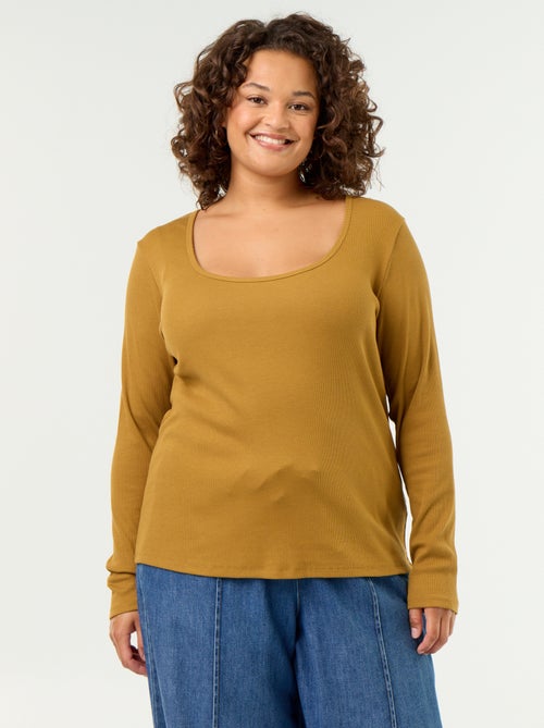 Camiseta básica de canalé - Kiabi
