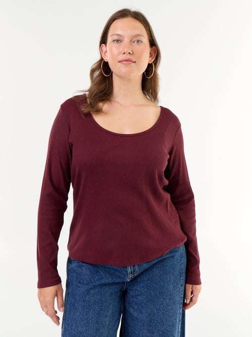 Camiseta básica de canalé - Kiabi