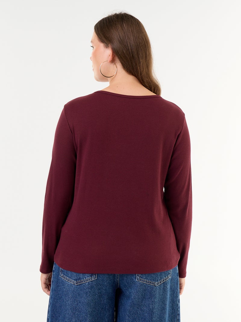 Camiseta básica de canalé Rojo - Kiabi