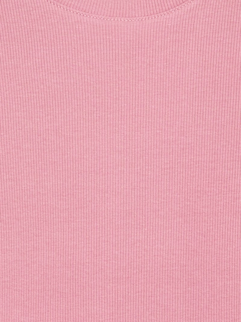 Camiseta básica de canalé Rosa - Kiabi