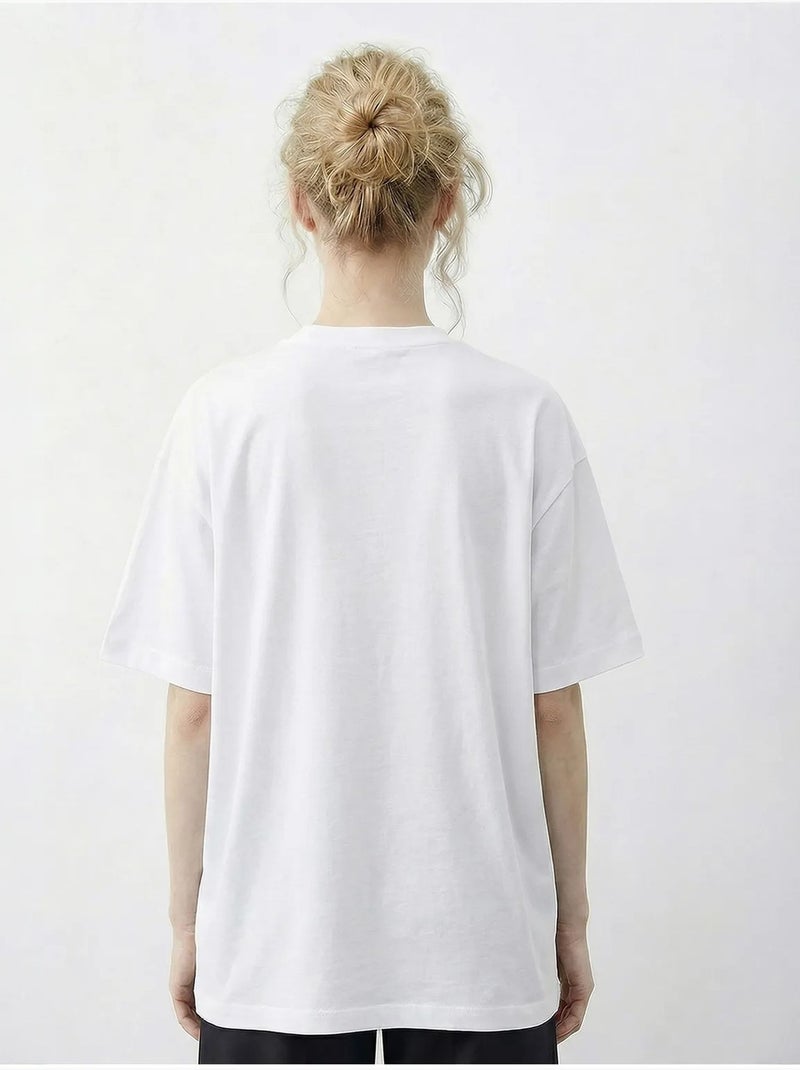 Camiseta básica de cuello redondo con detalle de accesorio lucci Blanco - Kiabi