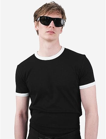 Camiseta básica de cuello redondo con ribete en contraste giesto