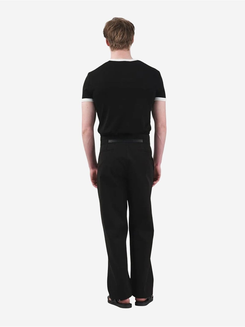 Camiseta básica de cuello redondo con ribete en contraste giesto Negro - Kiabi