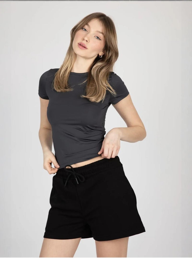 Camiseta básica de cuello redondo Gris - Kiabi