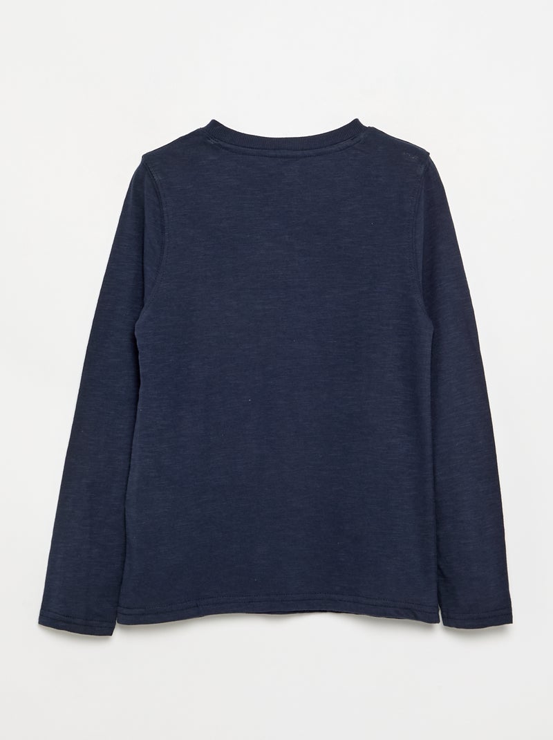 Camiseta básica de cuello tunecino Azul - Kiabi