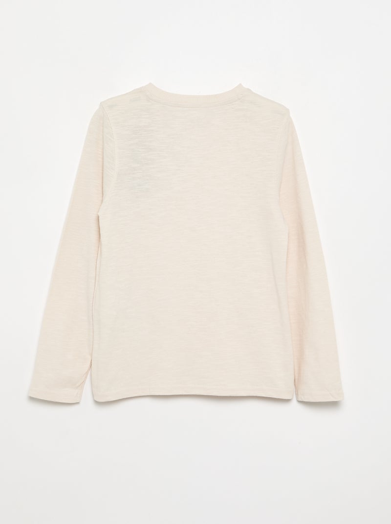 Camiseta básica de cuello tunecino Blanco - Kiabi