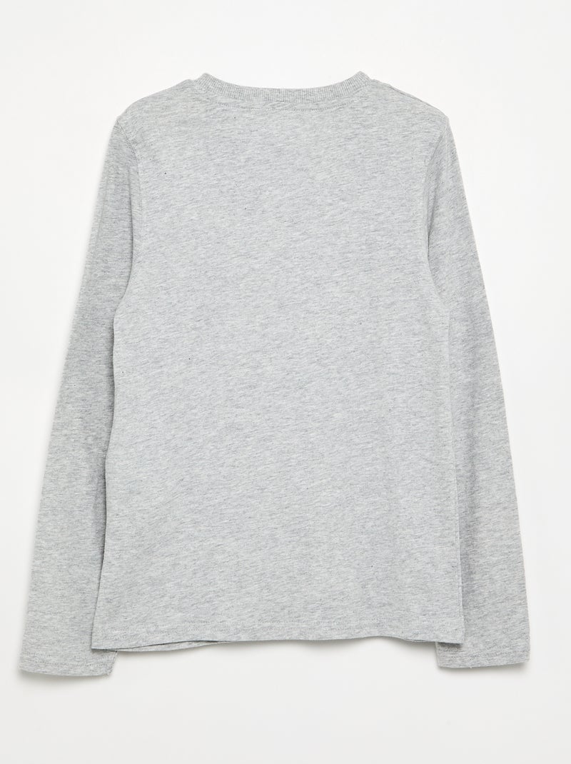 Camiseta básica de cuello tunecino Gris - Kiabi