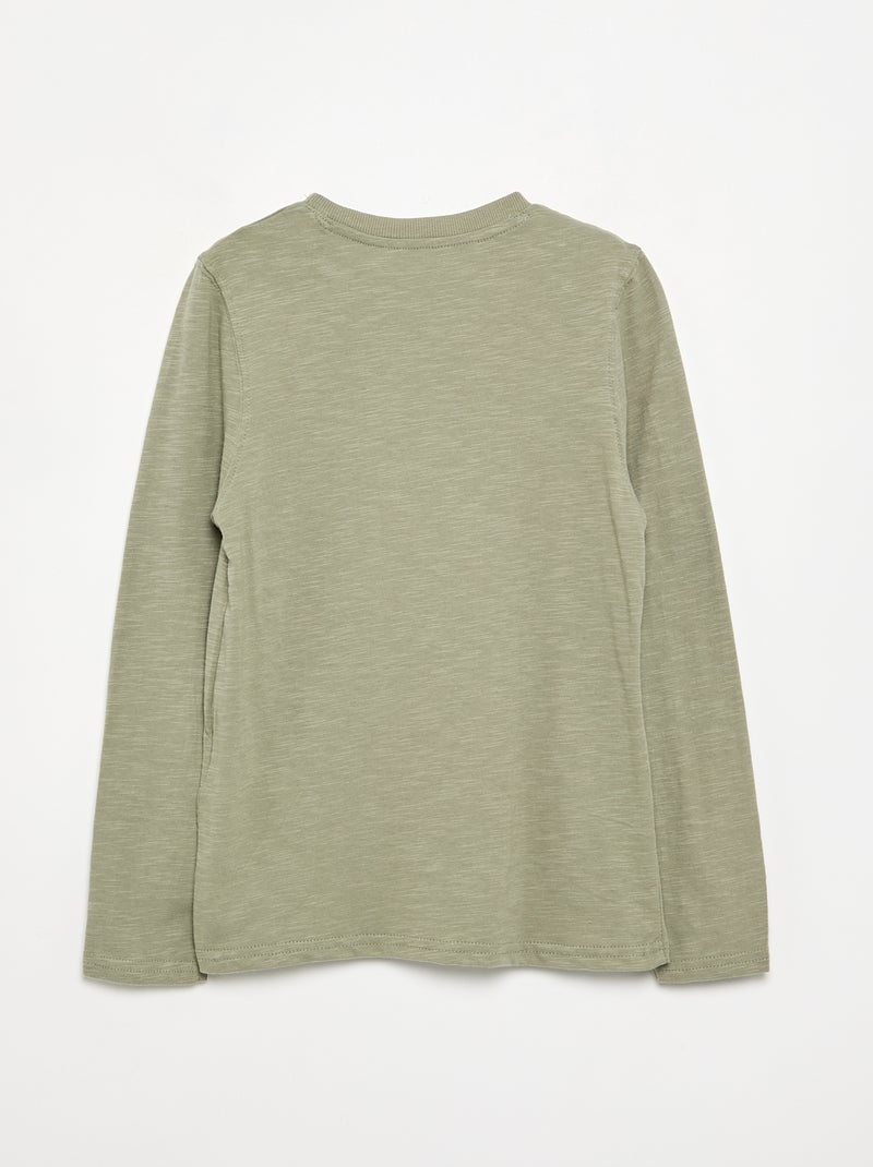Camiseta básica de cuello tunecino Verde - Kiabi