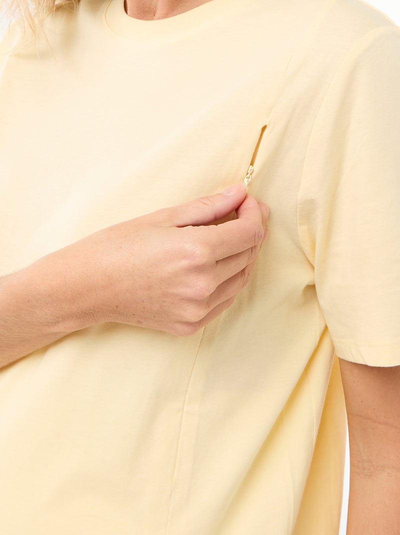 Camiseta básica de lactancia de manga corta Amarillo - Kiabi