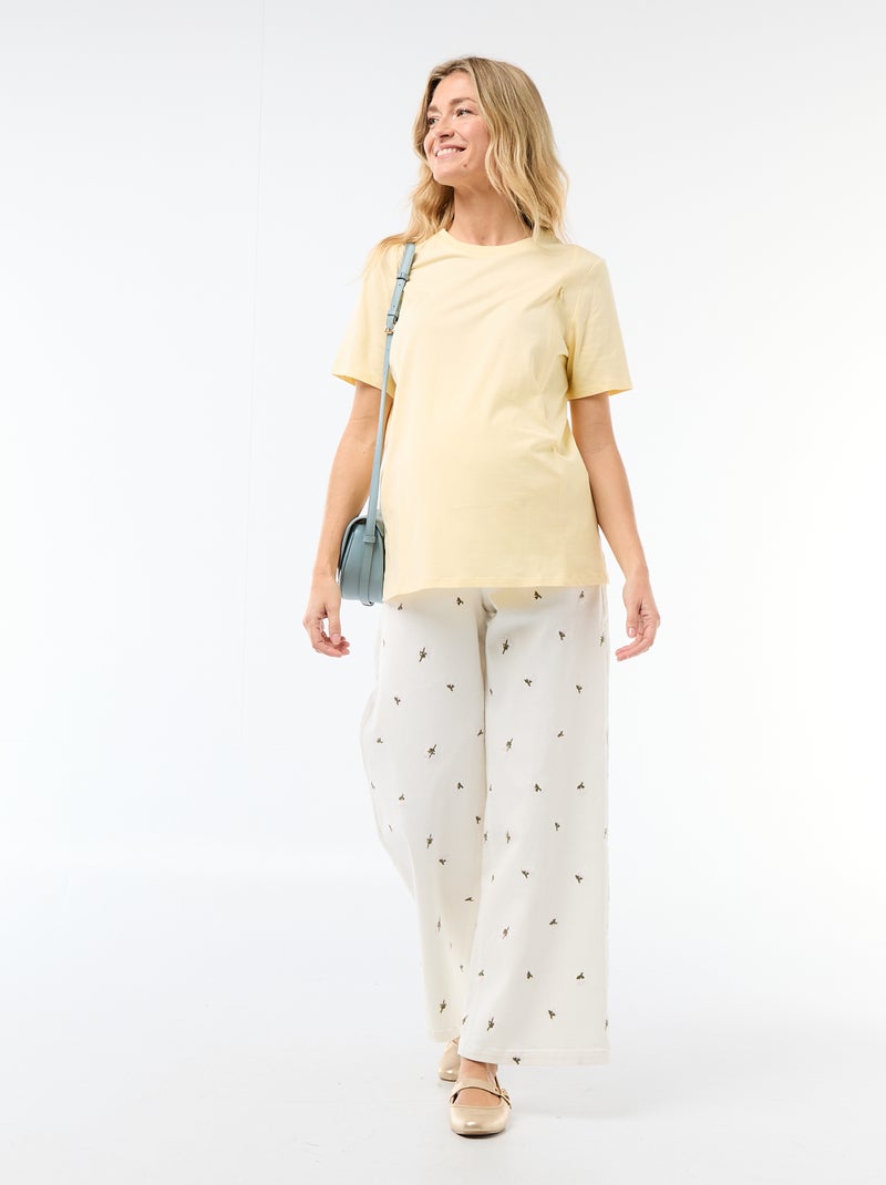 Camiseta básica de lactancia de manga corta Amarillo - Kiabi